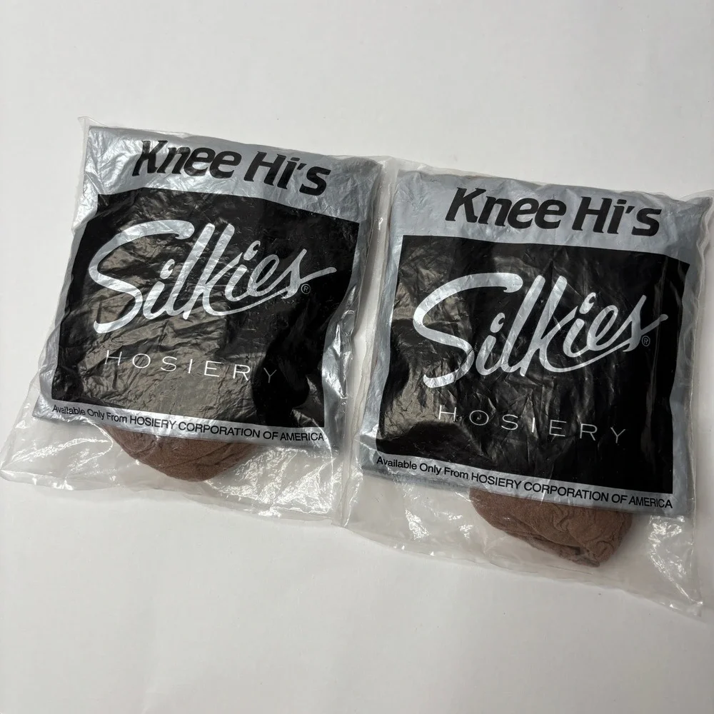 Vintage 1994 Silkies Knee Hi Hosiery 6 Pairs Total Beige One Size USA
